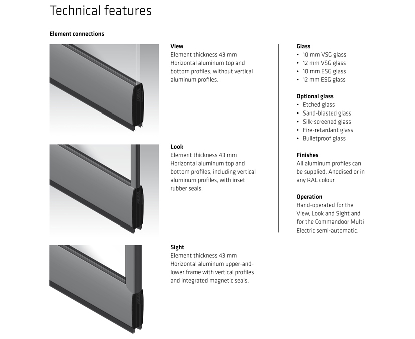 Technical features glass walls